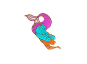 Purple Mermaid Pin - Oh Plesiosaur