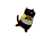 Black Rainbow Cat Pin - Oh Plesiosaur
