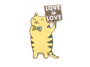Rainbow Cat With Sign Pin - Oh Plesiosaur