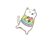 White Rainbow Cat Pin - Oh Plesiosaur