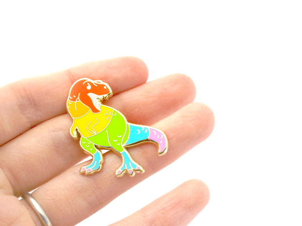 Rainbow T. Rex Pin - Oh Plesiosaur