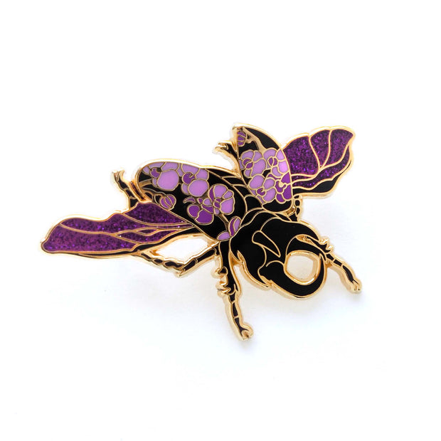 Rhinoceros Beetle Pin - Purple