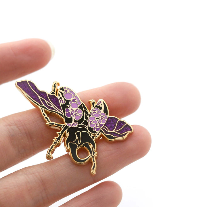 Rhinoceros Beetle Pin - Purple