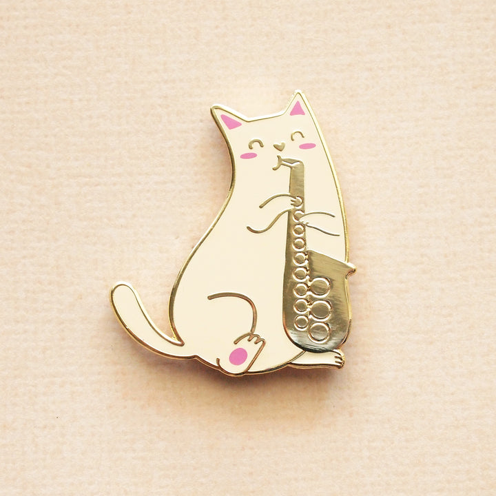 Saxophone Cat Pin - Oh Plesiosaur