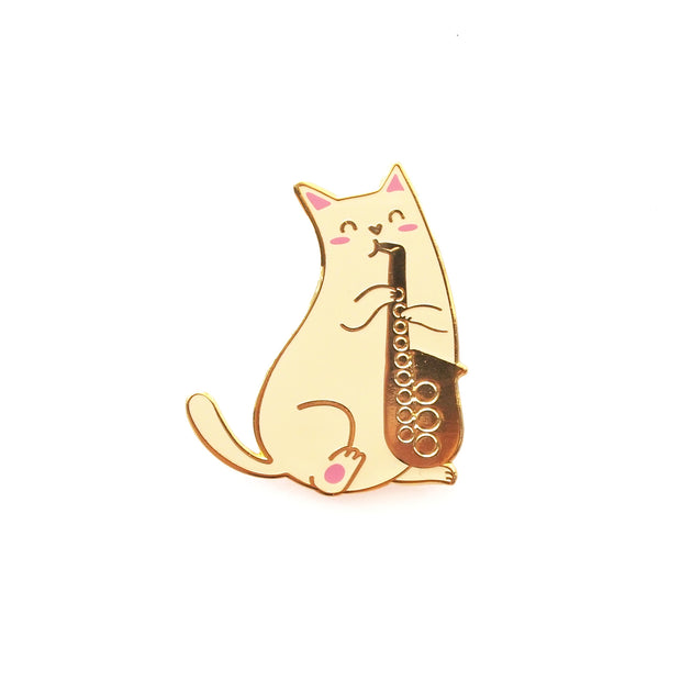 Saxophone Cat Pin - Oh Plesiosaur