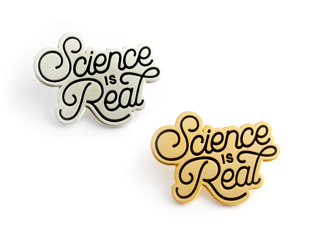 "Science is Real" Pin - Gold - Oh Plesiosaur