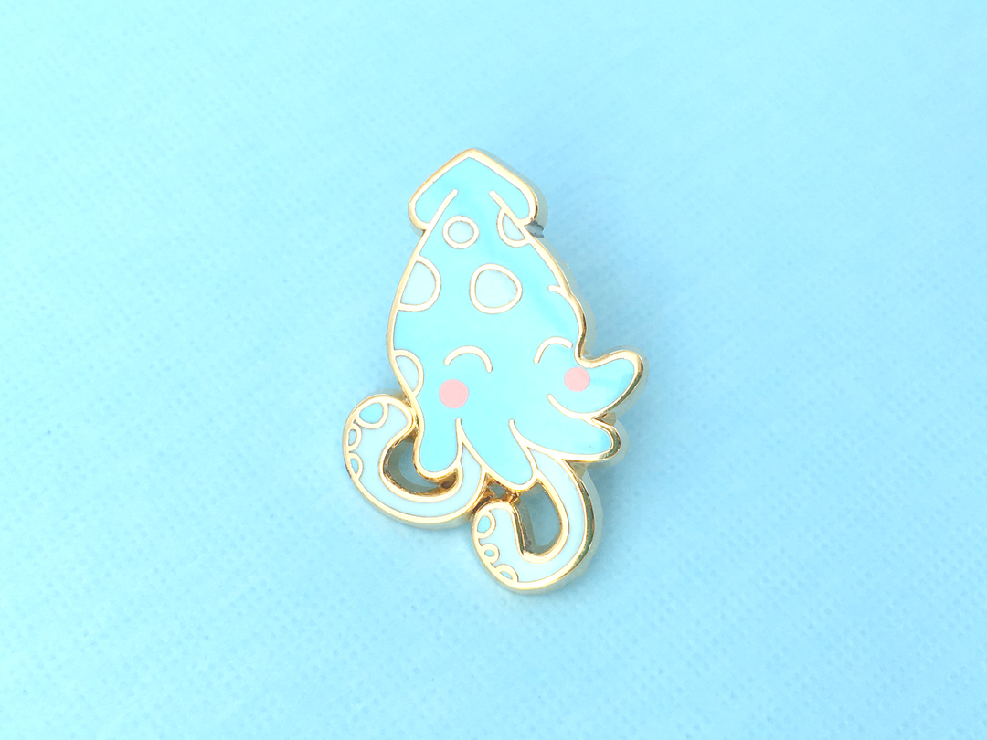 Blue Squid Pin - Oh Plesiosaur