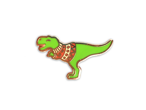 Green Sweater Dino Pin - Oh Plesiosaur