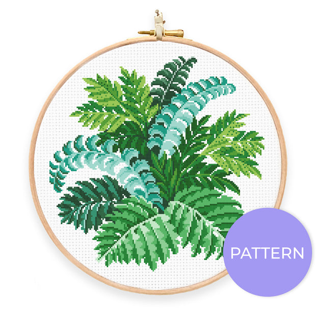 Vintage Ferns Cross Stitch Pattern - Oh Plesiosaur